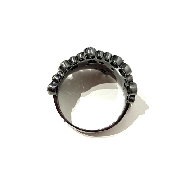 Blackened Sterling Silver Organic CZ Band Ring - Picture 10 of 12
